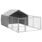 vidaXL Canisa de exterior cu alergare 4x2x1,5 m otel galvanizat