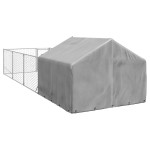 vidaXL Canisa de exterior cu alergare 7x2x1,5 m otel galvanizat