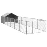vidaXL Canisa de exterior cu alergare 8x2x1,5 m otel galvanizat