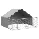 vidaXL Canisa de exterior cu alergare 3x3x1,9 m otel galvanizat