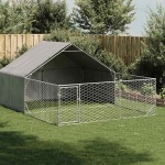 vidaXL Canisa de exterior cu alergare 4x3x1,9 m otel galvanizat vidaXL Canisa de exterior cu alergare 4x3x1,9 m otel galvanizat