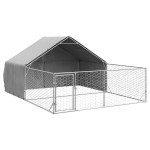 vidaXL Canisa de exterior cu alergare 5x3x1,9 m otel galvanizat vidaXL Canisa de exterior cu alergare 5x3x1,9 m otel galvanizat