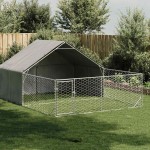 vidaXL Canisa de exterior cu alergare 5x3x1,9 m otel galvanizat vidaXL Canisa de exterior cu alergare 5x3x1,9 m otel galvanizat