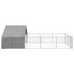 vidaXL Canisa de exterior cu alergare 7x3x1,9 m otel galvanizat