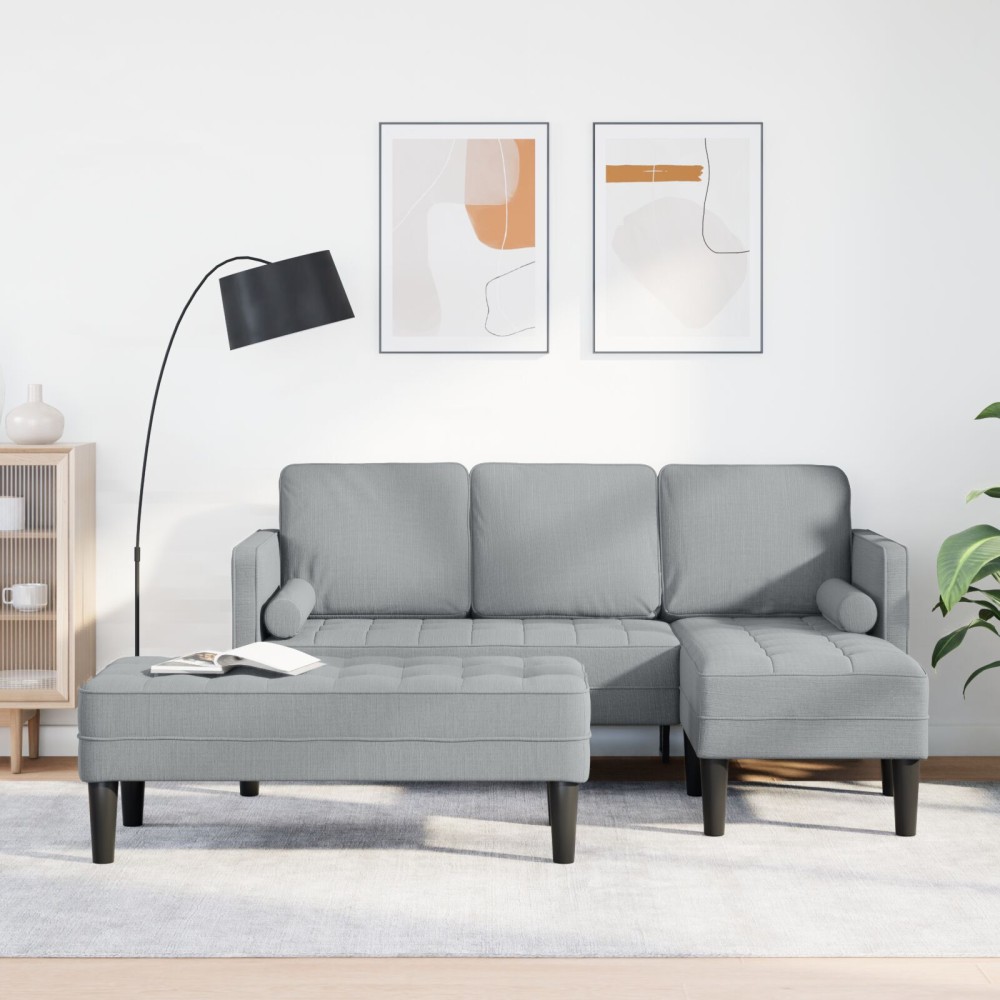 vidaXL Set de canapea 2 pcs Gri deschis 173 x 131 x 67 cm țesătură