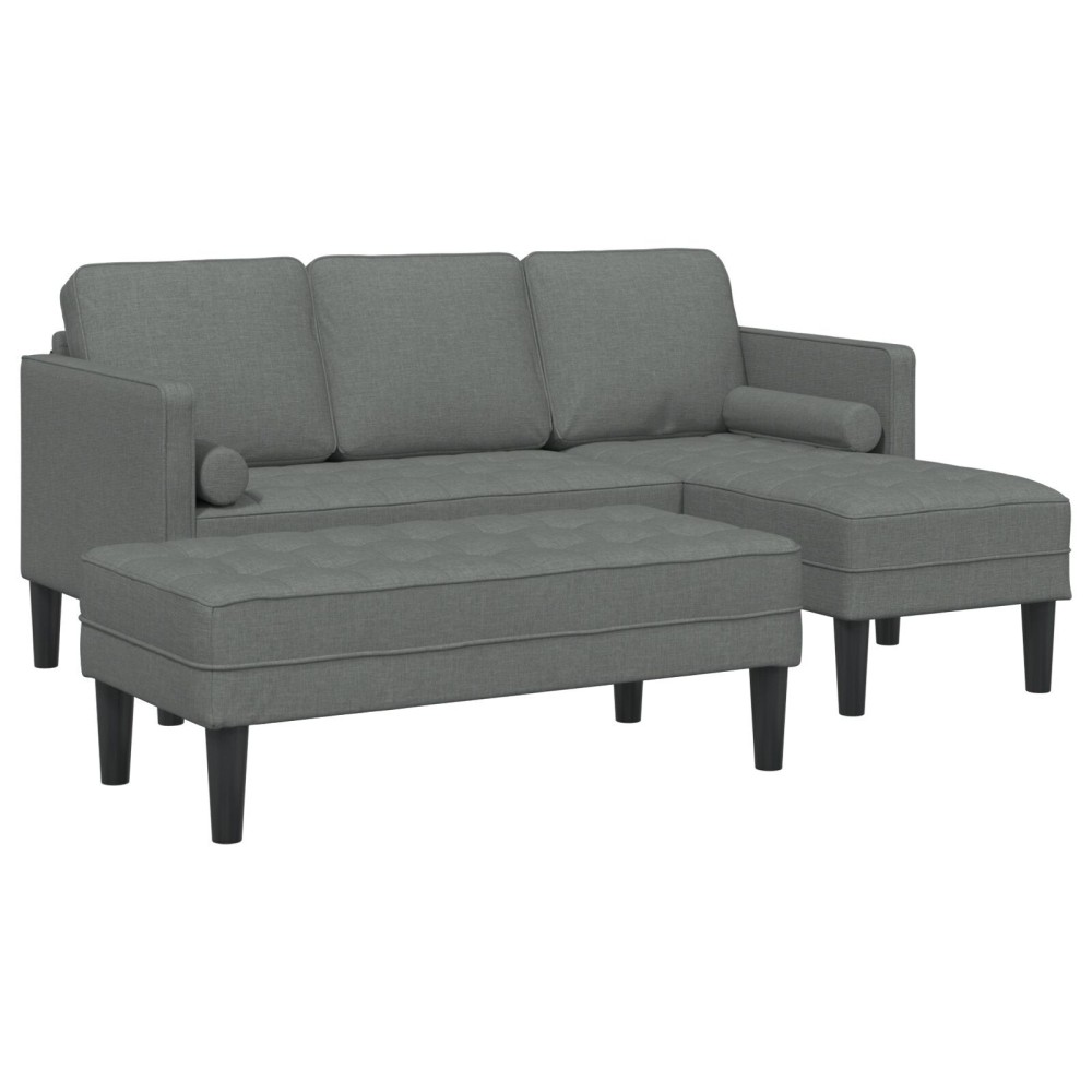 vidaXL Set de canapea 2 pcs Gri închis 173 x 131 x 67 cm țesătură