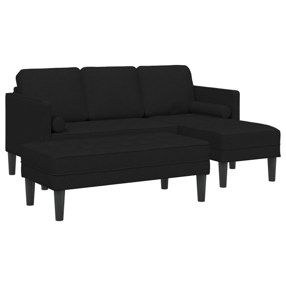 vidaXL Set de canapea 2 pcs Negru 173 x 131 x 67 cm țesătură