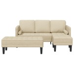 vidaXL Set de canapea 2 pcs Crem 173 x 131 x 67 cm țesătură