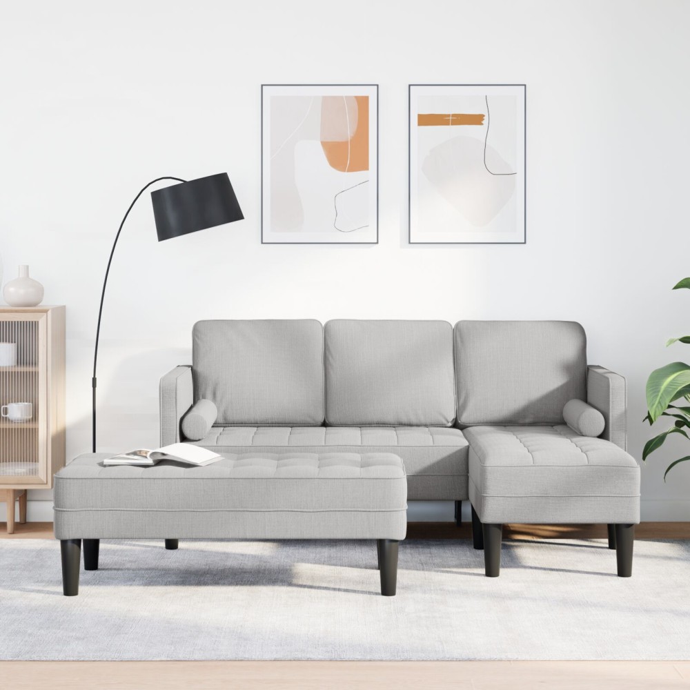 vidaXL Set de canapea 2 pcs Gri de nor 173 x 131 x 67 cm țesătură
