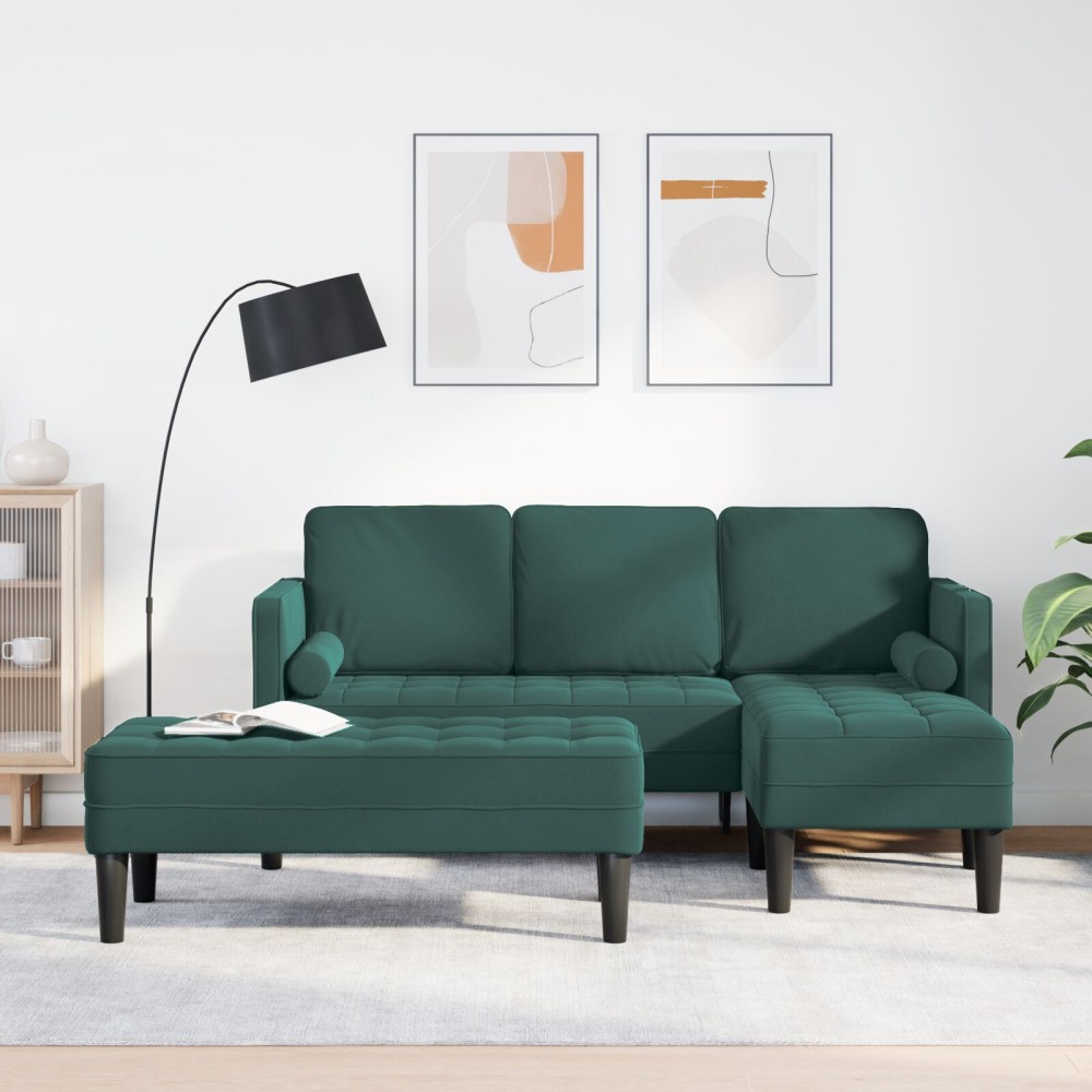 vidaXL Set de canapea 2 pcs Verde închis 173 x 131 x 67 cm Catifea