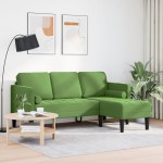 Canapea pentru grădină vidaXL cu bancă și perne L-Forma din catifea verde deschis Canapea pentru grădină vidaXL cu bancă și perne L-Forma din catifea verde deschis