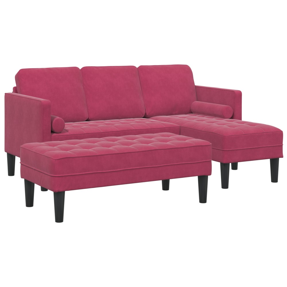 vidaXL Set de canapea 2 pcs bordo 173 x 131 x 67 cm Catifea