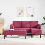 vidaXL Set de canapea 2 pcs bordo 173 x 131 x 67 cm Catifea vidaXL Set de canapea 2 pcs bordo 173 x 131 x 67 cm Catifea
