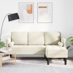 Sofa de Grădină vidaXL cu Bancă și Perne în Formă de L din Catifea Crem Sofa de Grădină vidaXL cu Bancă și Perne în Formă de L din Catifea Crem
