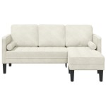 Sofa de Grădină vidaXL cu Bancă și Perne în Formă de L din Catifea Crem Sofa de Grădină vidaXL cu Bancă și Perne în Formă de L din Catifea Crem