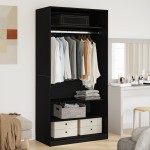 vidaXL Dulap Negru din Stejar 100 x 50 x 200 cm - E făcut din lemn compozit vidaXL Dulap Negru din Stejar 100 x 50 x 200 cm - E făcut din lemn compozit