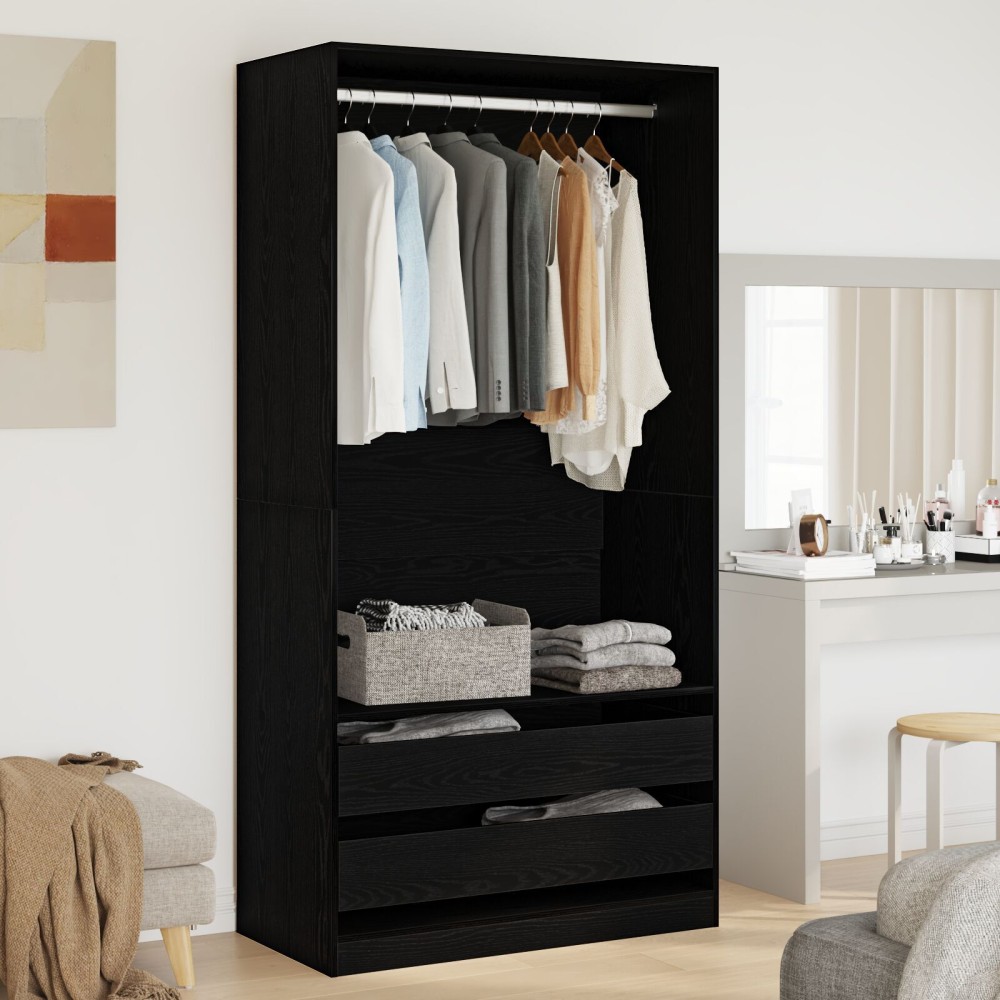 vidaXL <strong> Dulap Negru din Stejar</strong> - 100 x 50 x 200 cm - Fabricat din Lemn Prelucrat