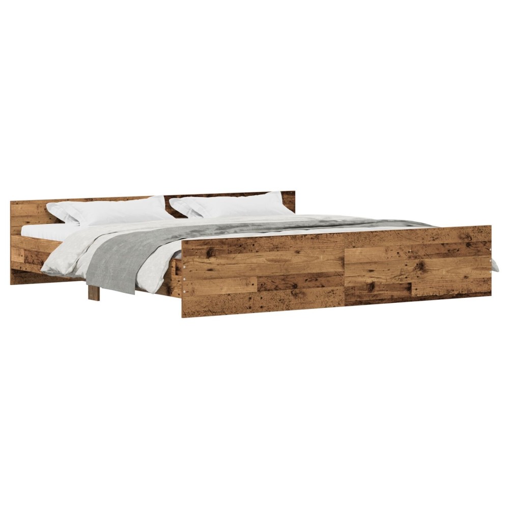 vidaXL Cadru de pat cu headboard Lemn vechi 200 x 200 cm Lemn compozit
