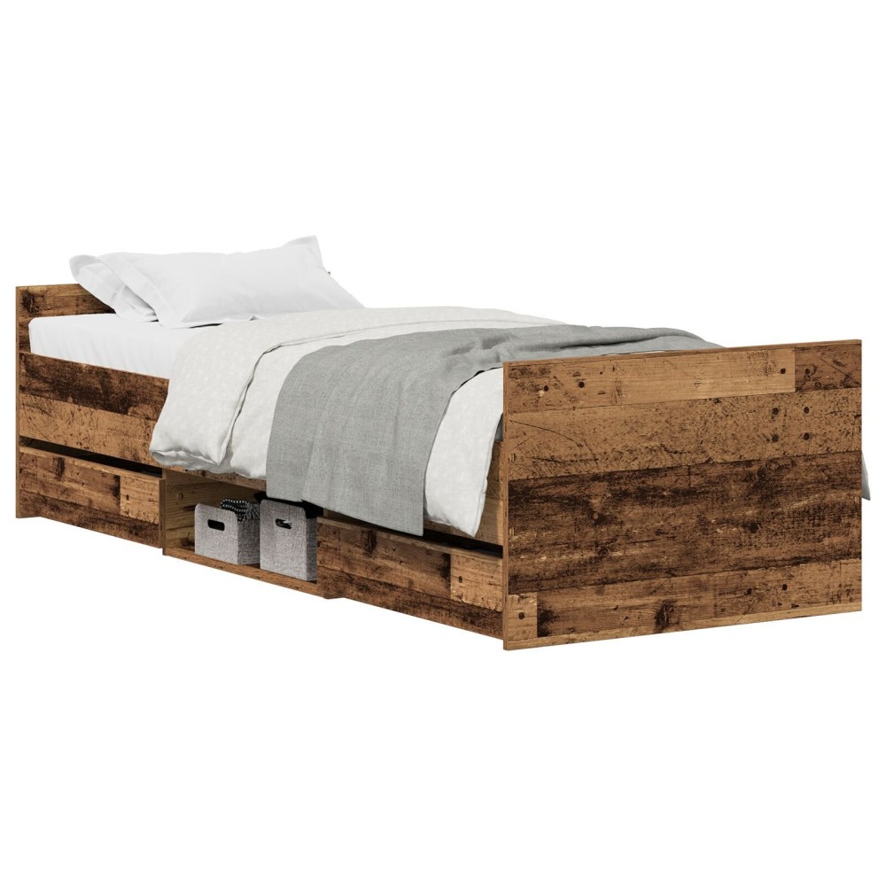 vidaXL Cadru de pat cu headboard Lemn vechi 75 x 190 cm Lemn compozit