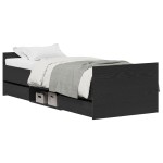 vidaXL Cadru de pat cu sertar Stejar negru 75 x 190 cm Lemn compozit