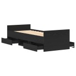 vidaXL Cadru de pat cu sertar Stejar negru 75 x 190 cm Lemn compozit