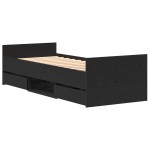 vidaXL Cadru de pat cu sertar Stejar negru 75 x 190 cm Lemn compozit