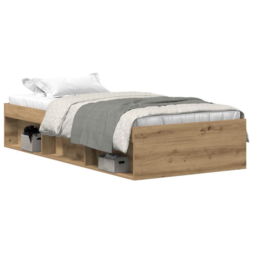 vidaXL Cadru de pat fără saltea Stejar Artisan 75x190cm Lemn prelucrat