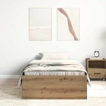 vidaXL Cadru de pat fără saltea Stejar Artisan 75x190cm Lemn prelucrat