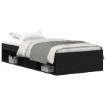 vidaXL Cadru de pat fără saltea Stejar negru 75x190 cm Lemn prelucrat vidaXL Cadru de pat fără saltea Stejar negru 75x190 cm Lemn prelucrat