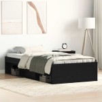 vidaXL Cadru de pat fără saltea Stejar negru 75x190 cm Lemn prelucrat vidaXL Cadru de pat fără saltea Stejar negru 75x190 cm Lemn prelucrat