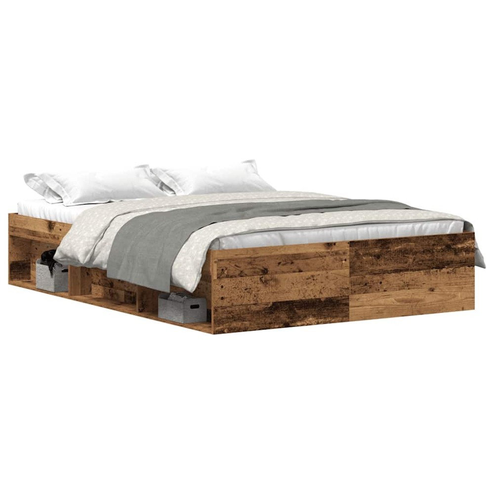 vidaXL Cadru de pat fără saltea Lemn vechi 135x190cm Lemn prelucrat