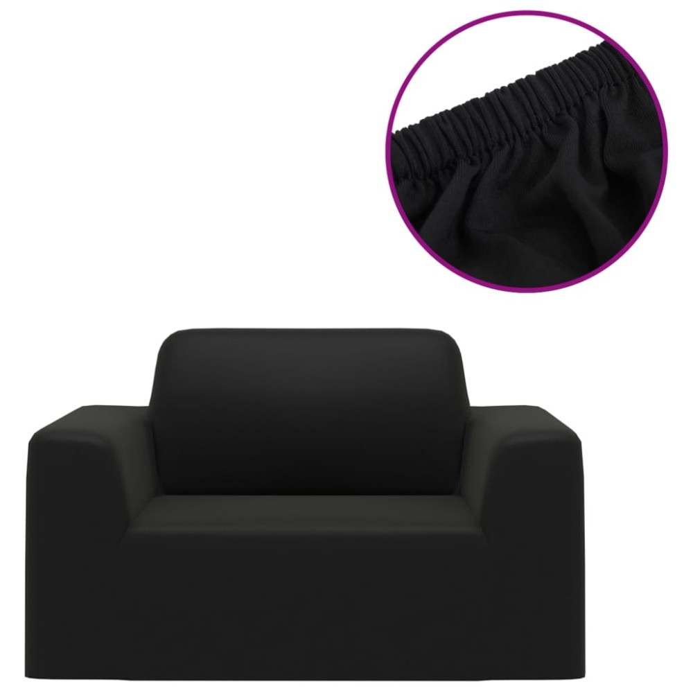 vidaXL Husă elastică pentru canapea, negru, tricot poliester
