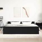 vidaXL Cadru de pat fără saltea, stejar negru, 180x200 cm, lemn stratificat vidaXL Cadru de pat fără saltea, stejar negru, 180x200 cm, lemn stratificat