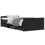vidaXL Cadru de pat cu sertar Stejar negru 100 x 200 cm Lemn compozit