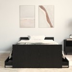 vidaXL Cadru de pat cu sertar Stejar negru 100 x 200 cm Lemn compozit