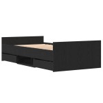 vidaXL Cadru de pat cu sertar Stejar negru 100 x 200 cm Lemn compozit