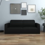 vidaXL Husă elastică pentru canapea cu 2 locuri negru poliester jerseu vidaXL Husă elastică pentru canapea cu 2 locuri negru poliester jerseu