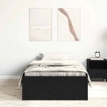 vidaXL Cadru de pat fără saltea Stejar negru 100x200 cm Lemn prelucrat vidaXL Cadru de pat fără saltea Stejar negru 100x200 cm Lemn prelucrat