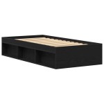 vidaXL Cadru de pat fără saltea Stejar negru 100x200 cm Lemn prelucrat vidaXL Cadru de pat fără saltea Stejar negru 100x200 cm Lemn prelucrat
