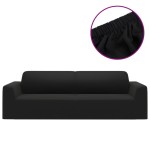 vidaXL Husă elastică pentru canapea cu 3 locuri poliester jersey negru vidaXL Husă elastică pentru canapea cu 3 locuri poliester jersey negru