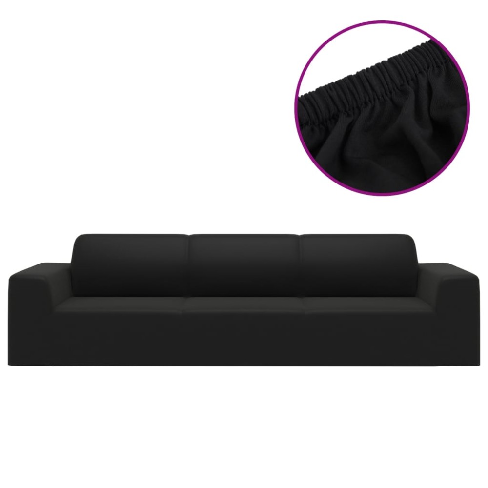 vidaXL Husă elastică pentru canapea cu 4 locuri poliester jersey negru