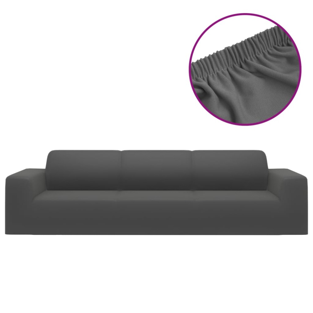 vidaXL Husă elastică pentru canapea 4 locuri poliester jersey antracit