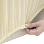 vidaXL Husă elastică pentru canapea cu 2 locuri poliester jersey crem