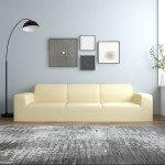 vidaXL Husă elastică pentru canapea cu 4 locuri poliester jersey crem vidaXL Husă elastică pentru canapea cu 4 locuri poliester jersey crem