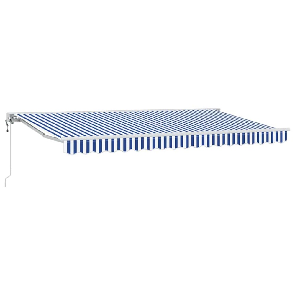vidaXL Cortina Retractabilă Manual Albastru și Alb 350x200 cm țesătură