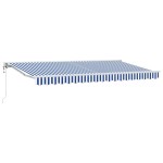 vidaXL Cortina Retractabilă Manual Albastru și Alb 350x200 cm țesătură vidaXL Cortina Retractabilă Manual Albastru și Alb 350x200 cm țesătură