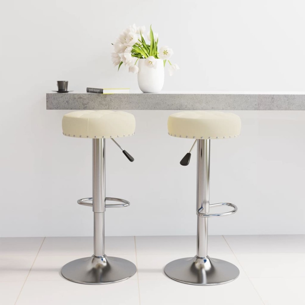 vidaXL Scaune de bar, 2 buc., crem, material textil