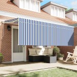 vidaXL Cortina Retractabilă Albastru și alb 400 x 200 cm țesătură