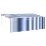 vidaXL Cortina Retractabilă Albastru și alb 400 x 200 cm țesătură vidaXL Cortina Retractabilă Albastru și alb 400 x 200 cm țesătură