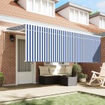 vidaXL Cortina Retractabilă Manual Albastru și Alb 400 x 200 cm vidaXL Cortina Retractabilă Manual Albastru și Alb 400 x 200 cm